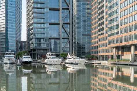 Premium Photo | Shanghai modern architecture skyline and lake