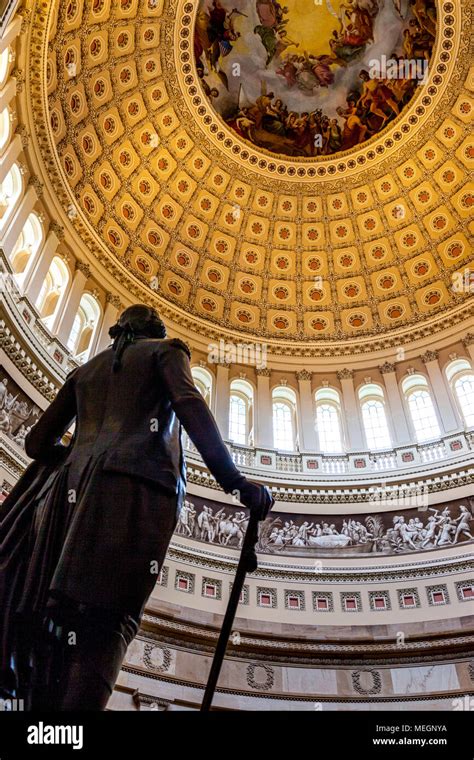 US Capitol Building dome with bronze statue of George Washington in ...