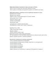 Differentiate between mechanism of injury and nature of illness ...