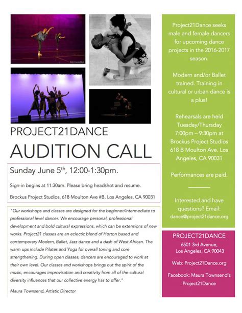 Project21 Dance Company Auditions for Summer 2016 in L.A. | Auditions Free