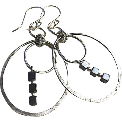 Silver Hoops Hematite Earrings Gem Bliss : Gem Bliss Jewelry Designs | Ruby Lane