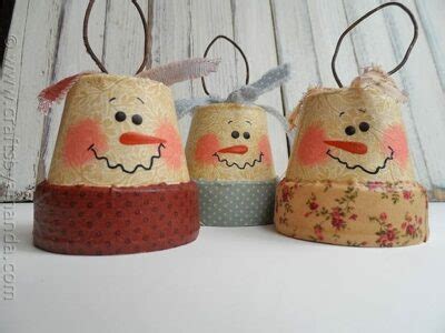 Vintage Clay Pot Snowman Ornaments - Crafts by Amanda