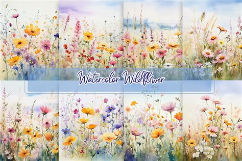 Watercolor Wildflower Backgrounds Graphic by christina.clipart · Creative Fabrica