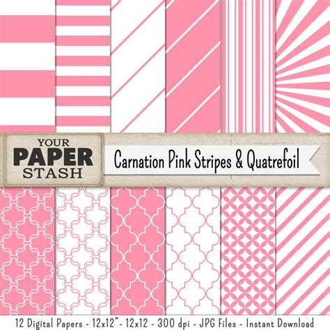 Pink Digital Paper Pink Scrapbook Paper Pink Striped