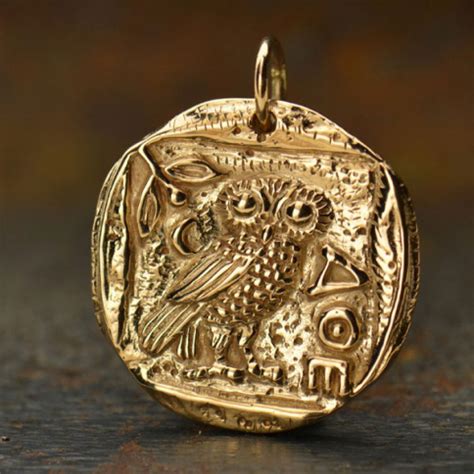 Coin Charm Athena Owl Charm Owl of Athena Bronze