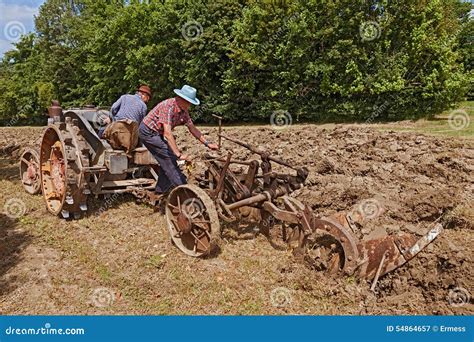 Farmers Plowing with an Old Tractor Editorial Photography - Image of ...