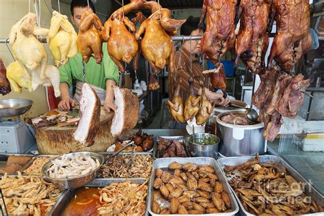 Chinese Meat Food At Butcher Shop In Macau Street Market China ...