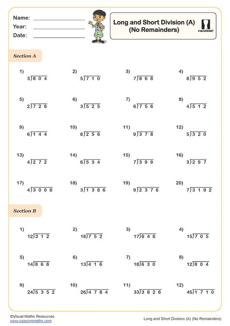 Long and Short Division (A) Worksheet (No Remainders) | PDF ...