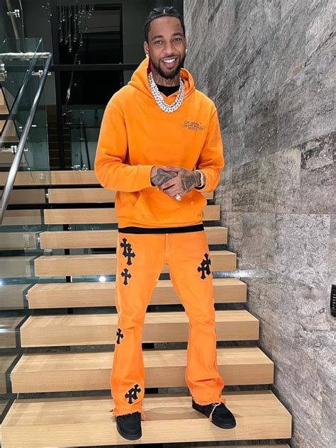 Key Glock: All Orange Chrome Hearts x Off-White Outfit & Jordan 4s ...