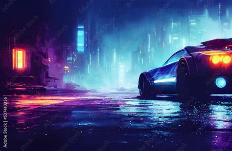 ภาพประกอบสต็อก Sci-fi fantasy futuristic car background art scifi ...