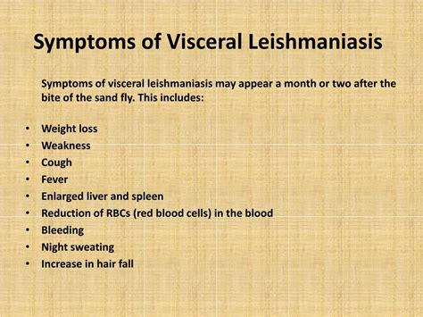 PPT - Visceral Leishmaniasis: Causes, Symptoms, Daignosis, Prevention and Treatment PowerPoint ...