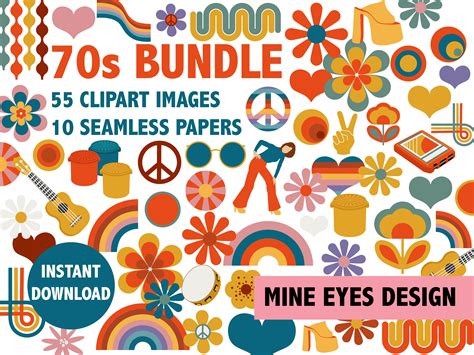 Big 70's Clipart Bundle Graphic by Mine Eyes Design · Creative Fabrica