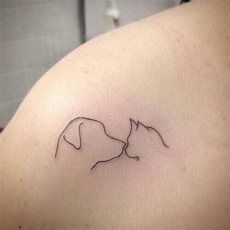 Dog and cat silhouette tattoo - Tattoogrid.net