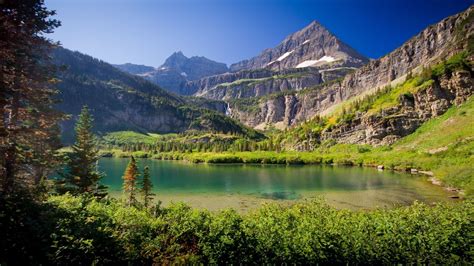 Download wallpaper 1920x1080 mountains, lake, grass, sky, summer full hd, hdtv, fhd, 1080p hd ...