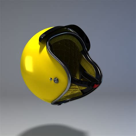 Yellow Retro Motorcycle Helmet