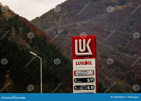 Lukoil Gas Station, Company Signboard. Lukoil Logo with Price Display ...