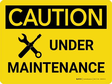 Caution: Under Maintenance With Icon Landscape - Wall Sign