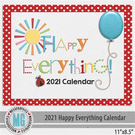 2021 11x8.5 Happy Everything Calendar Template | Digital Art