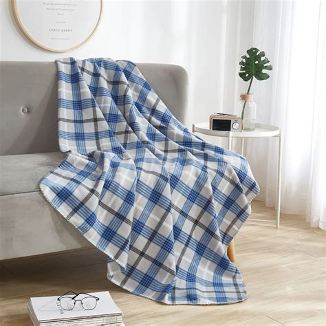 Mainstays Fleece Gray & Blue Plaid Throw Blanket, 50" x 60" - Walmart.com