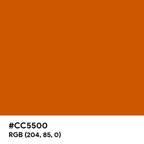 #CC5500 color name is Burnt Orange