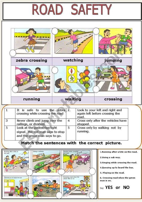 ROAD SAFETY - ESL worksheet by jhansi | Street safety, Road safety ...