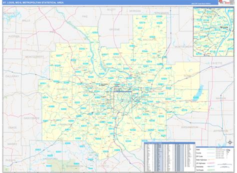 St. Louis, MO Metro Area Wall Map Basic Style by MarketMAPS - MapSales