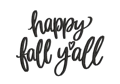 Happy Fall Y'all Lettering Embroidery Design Instant | Etsy