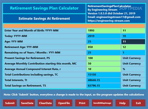 Download Retirement Savings Plan Calculator