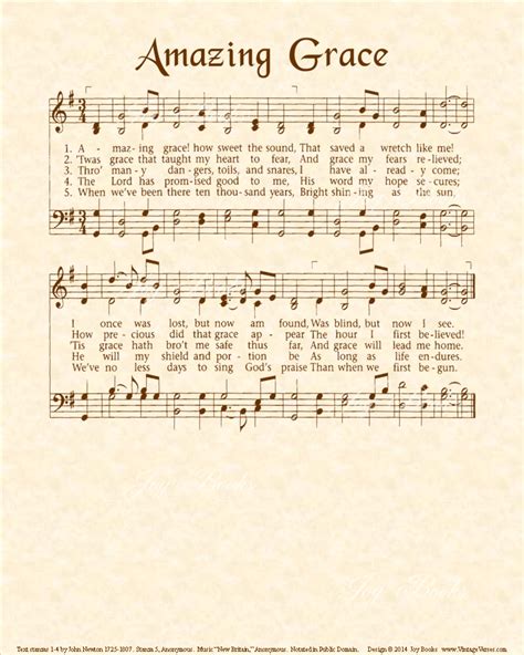 Free Printable Amazing Grace Hymn Sheet Music