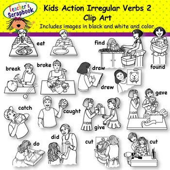 Kids Action Irregular Verbs Clip Art BUNDLE by TeachersScrapbook