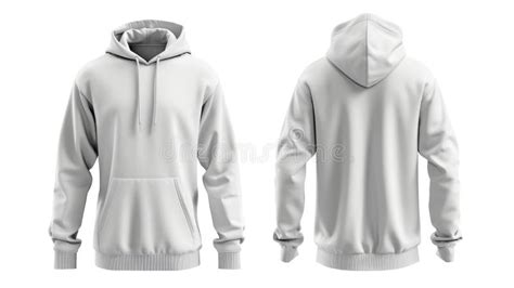 White Hoodie, Front and Back View on a White Background Stock ...