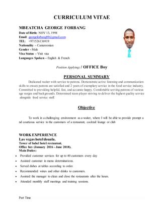 George office boy resume | PDF