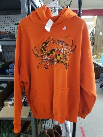 Orange Maryland Flag Crab Hooded Sweatshirt - Size 2XL - Trice Auctions