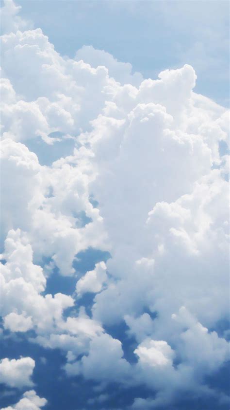 Puffy Clouds Baby Blue Sky Android Wallpaper