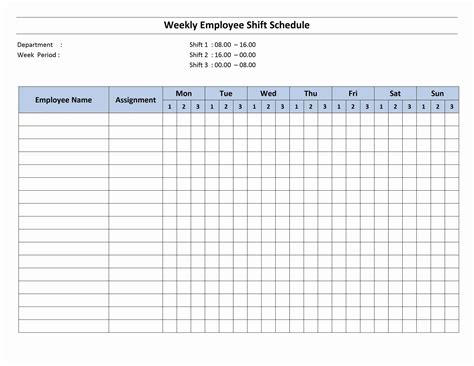 Printable Employee Work Schedule Template