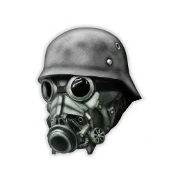 Overhead Latex Mask WW2 German Soldier Gas Mask & Helmet