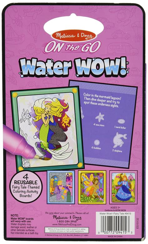 Melissa and Doug Water Coloring and Painting Book Water Wow Fairy Tale On the Go Travel Activity ...