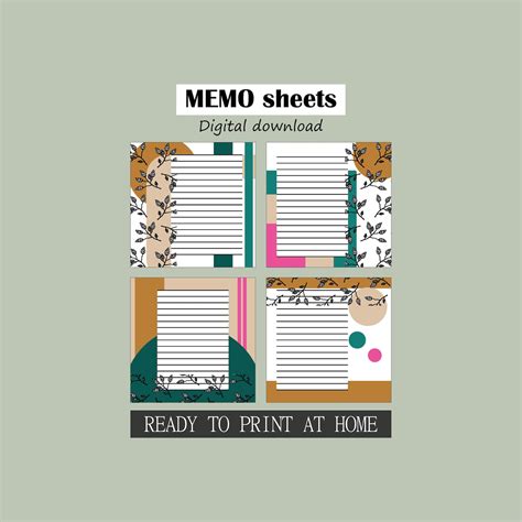 Printable memo pad set digital memo sheets memos for | Etsy