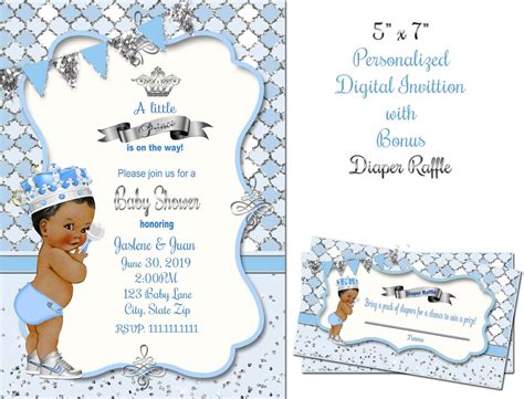 Royal Baby Shower Invitation, Light Blue, Diamond, Baby Blue Invite ...