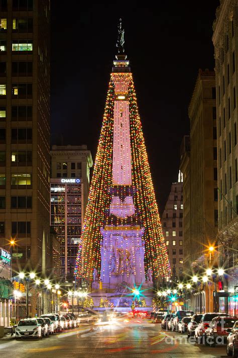 Monument Circle at Christmas Photograph by Twenty Two North Photography