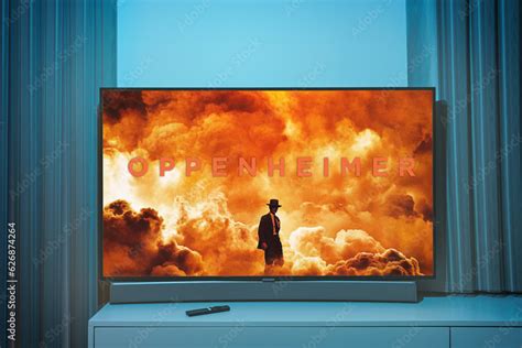 Oppenheimer movie logo and poster on TV screen Stock Photo | Adobe Stock