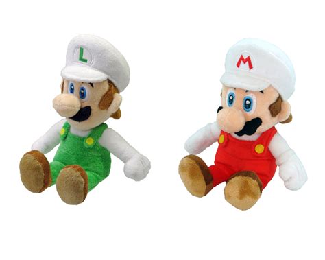 NEW Official Super Mario Bros USA 8" Fire Mario & Luigi Set of 2 Plush ...