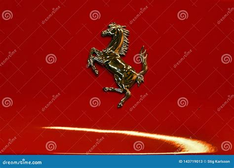 Logo on a red Ferrari editorial stock photo. Image of transport - 143719013