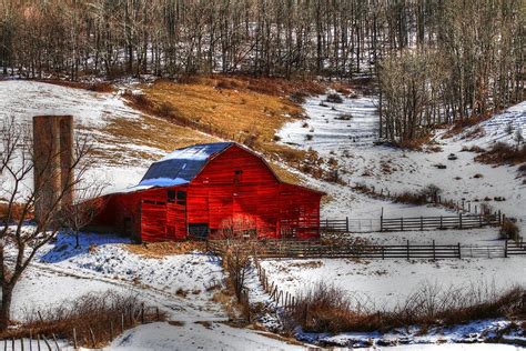 Red Barn In Snow IIi Photograph by Carol R Montoya