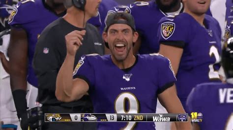 Justin Tucker reacts to his backup drilling a 55-yard field goal