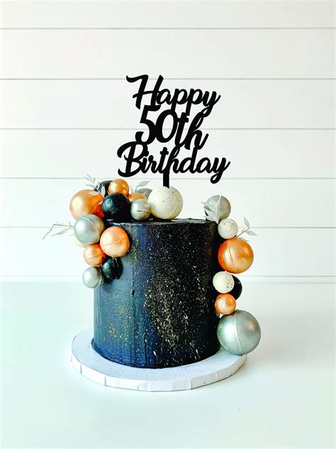 Happy 50th birthday cake topper style C – Laser and Lace