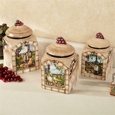 Tuscan View Wine Grapes Kitchen Canister Set