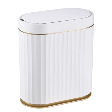 ELPHECO Slim 2 Gallon Smart Sensor Bathroom Trash Can with Lid for Room, Skinny Plastic 10L ...