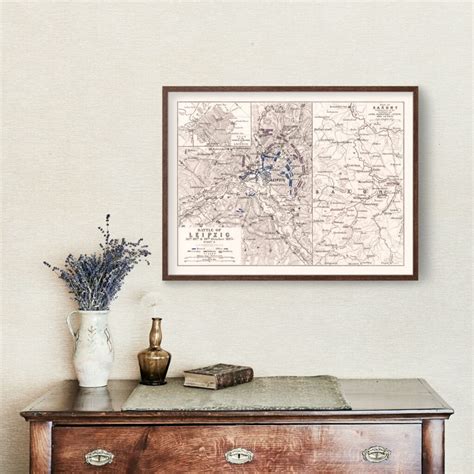 Vintage Map of the Battle of Leipzig, 1813 by Ted's Vintage Art