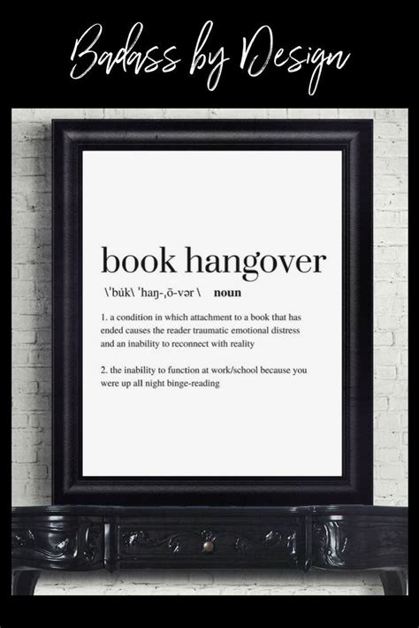 Book Hangover Definition Print, Quote Print, Digital Download, Printable, Motivational Art, Wall ...